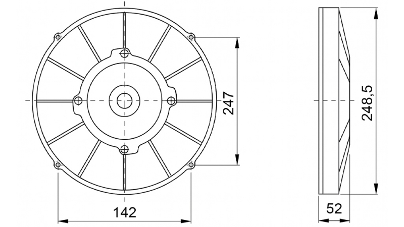 AKSIĀLAIS VENTILATORS 255MM PULLING 12V