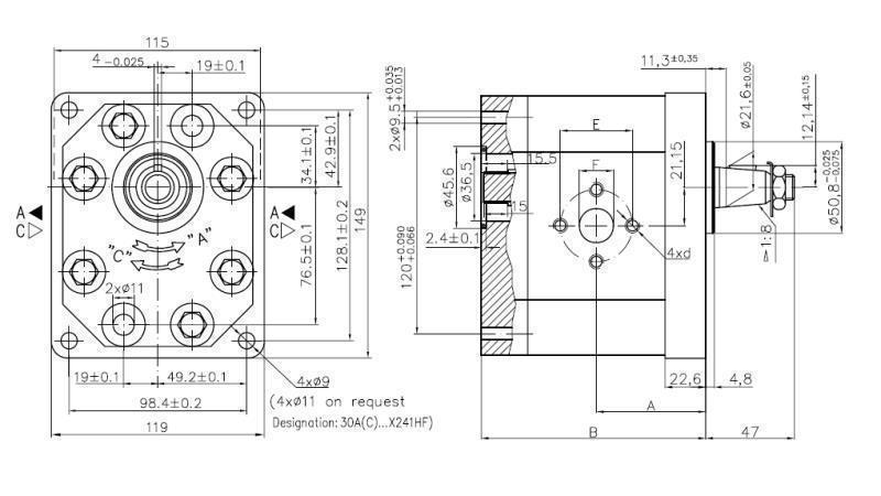 GEAR PUMP 30C46X241 FRONT GR.3 46 CC RIGHT