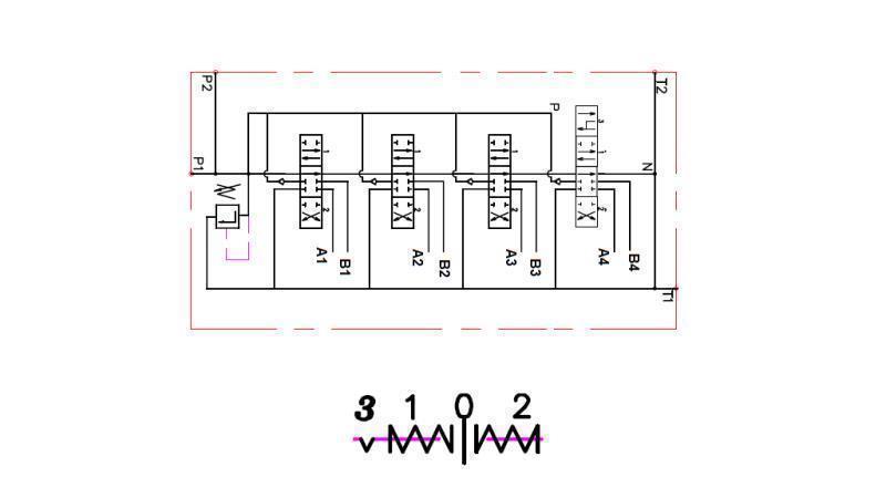 HYDRAULIC VALVE 4xP40 + FLOATING