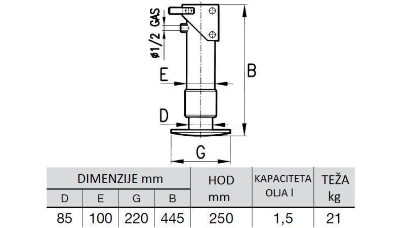 HYDRAULIC PARKING JACK SINGLE ACTING 6 TON 250mm