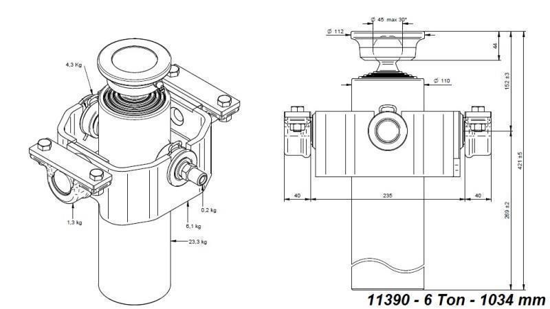 TELESKOPICKÝ CYLINDER KOMPAKT 4 STUPNE 1034mm x110 -GULIČKA
